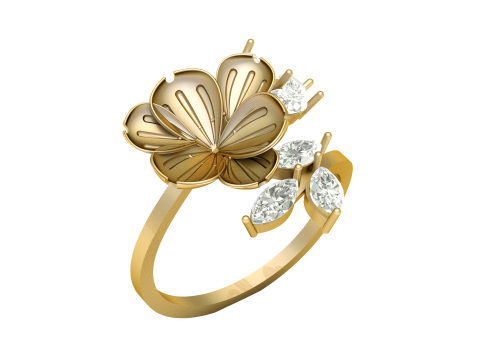 SOLITAIRE FLOWER DIMOND RING 3D PRINTABLE MODEL 3D Print Model