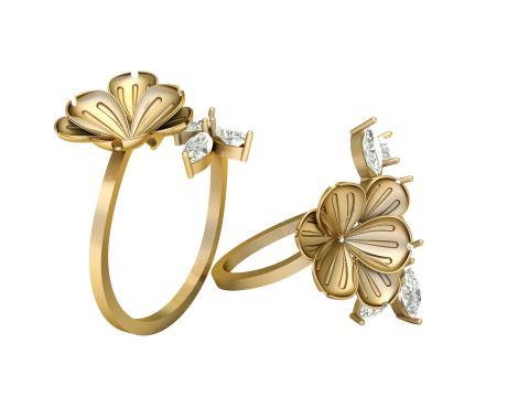 SOLITAIRE FLOWER DIMOND RING 3D PRINTABLE MODEL 3D Print Model