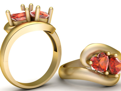 3D PRINTABLE MODEL OF A ROMANTIC COUPLES ENGAGEMENT RING 3D प्रिंट मॉडल