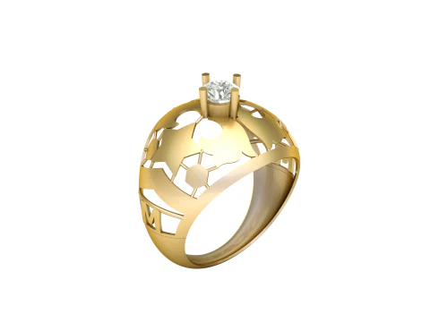 男士时尚单钻戒指 3D 打印模型 3D 打印模型