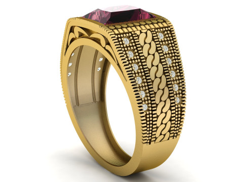 ITALIAN CHAIN FASHION MEN RING 3D PRINTABLE MODEL 3Dプリントモデル