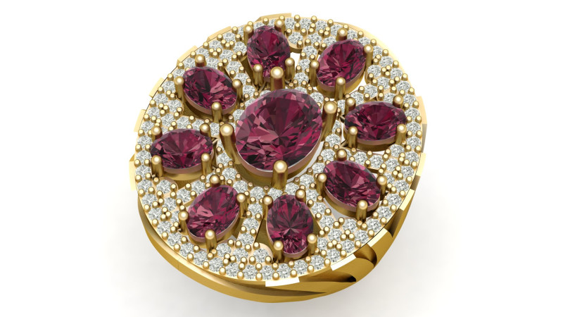 STYLISH GEMS RING FOR WOMEN 3D PRINTABLE MODEL Modello di stampa 3D .c4d .max .obj .3ds .fbx .stl .blend 