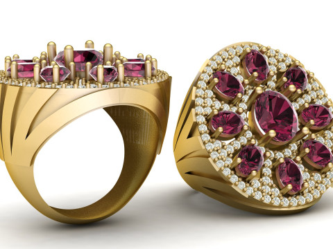 STYLISH GEMS RING FOR WOMEN 3D PRINTABLE MODEL Modello di stampa 3D