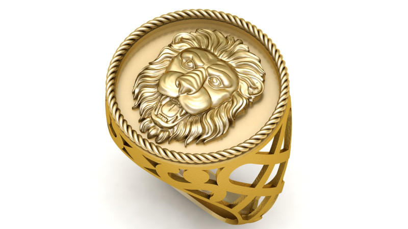 LION FACE RING FOR MEN 3D PRINTABLE MODEL Model do druku 3D .c4d .max .obj .3ds .fbx .stl .blend 