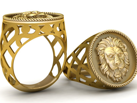 LION FACE RING FOR MEN 3D PRINTABLE MODEL Model do druku 3D