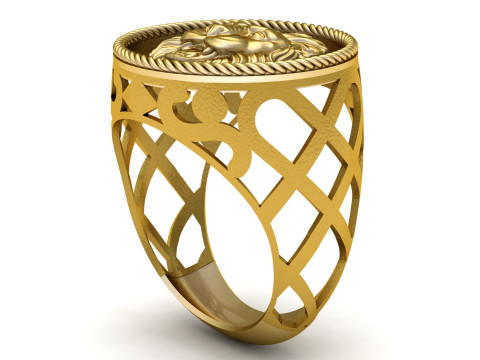 LION FACE RING FOR MEN 3D PRINTABLE MODEL Model do druku 3D