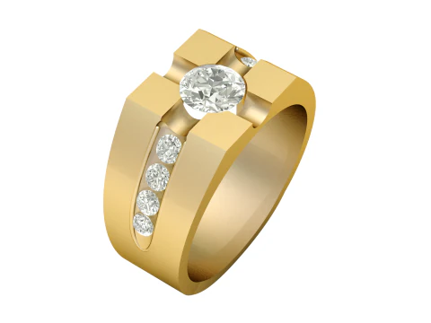 メンズファッションダイヤモンドリング3D印刷可能モデル 3Dプリントモデル