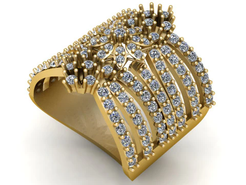 高級女性ダイヤモンドリング 3D 印刷可能モデル 3Dプリントモデル