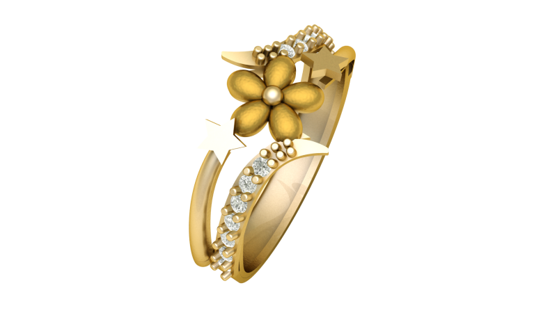 WOMEN STYLISH FLOWER DIMOND RING 3D PRINTABLE MODEL Model Cetak 3D .c4d .max .obj .3ds .fbx .stl .blend 