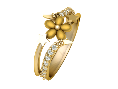 WOMEN STYLISH FLOWER DIMOND RING 3D PRINTABLE MODEL 3D Print Model