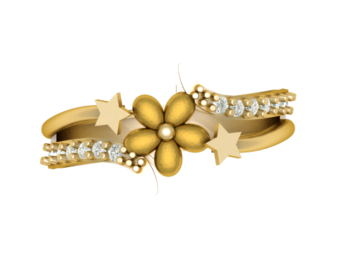 WOMEN STYLISH FLOWER DIMOND RING 3D PRINTABLE MODEL Model Cetak 3D