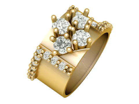 ANELLO CON DIAMANTI IN FILIGRANA DA DONNA MODELLO STAMPABILE 3D Modello di stampa 3D