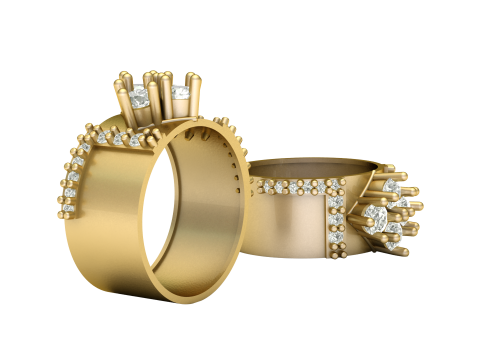 FILIGREE DIMOND RING FOR WOMEN 3D PRINTABLE MODEL Modello di stampa 3D