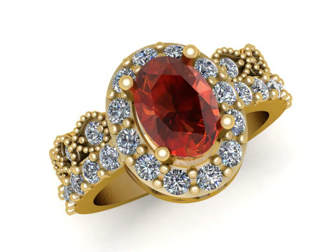 女性用フィリグリー ダイヤモンド リング 3D 印刷可能モデル 3Dプリントモデル