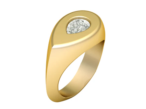 ANELLO CON DIAMANTE SINGOLO MODA DA UOMO MODELLO STAMPABILE 3D Modello di stampa 3D