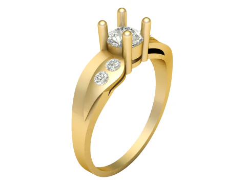 时尚单石钻石戒指 3D 可打印模型 3D 打印模型