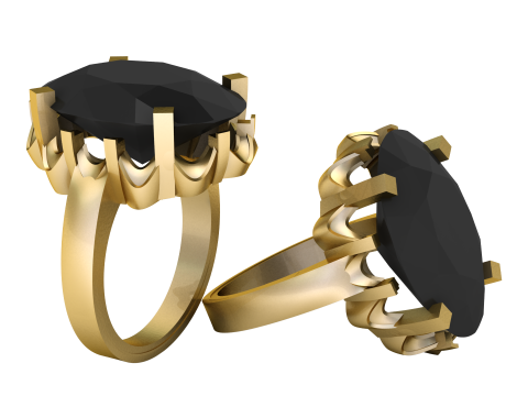 BLACK ONYX RING FOR MEN 3D PRINTABLE MODEL Modèles 3D en vedette