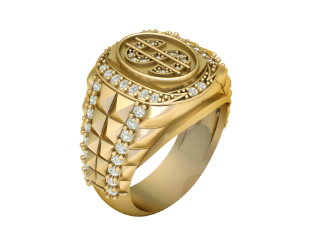 DOLOR STYLE DIMOND RING FOR MEN 3D PRINTABLE MODEL 3D 打印模型