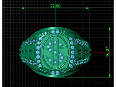 DOLOR STYLE DIMOND RING FOR MEN 3D PRINTABLE MODEL 3D 打印模型