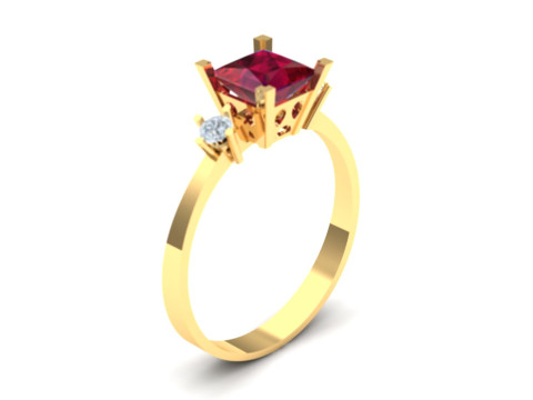 SOLITAIRE ENGAGEMENT RING FOR WOMEN 3D PRINTABLE MODEL Modèles 3D en vedette