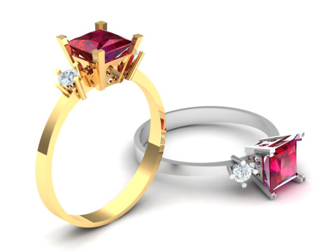 SOLITAIRE ENGAGEMENT RING FOR WOMEN 3D PRINTABLE MODEL 3Dプリントモデル