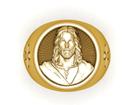 イエス・クロス・クリスチャン・リング 3D 印刷可能モデル 3Dプリントモデル