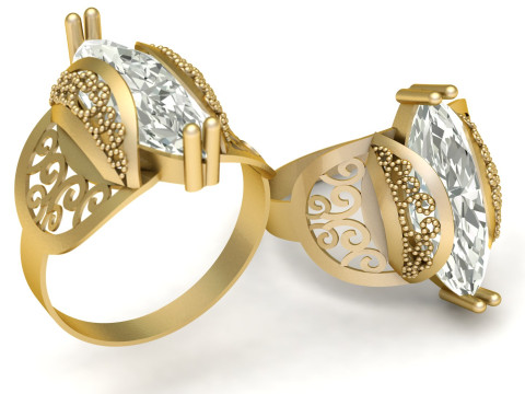 FILIGREE BEADS RING 3D PRINTABLE MODEL 3D Print Model