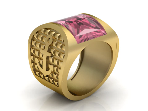 アンカー ファッション メンズ リング 3D 印刷可能モデル 3Dプリントモデル