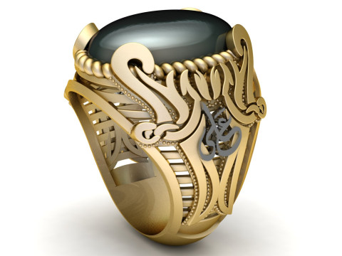 EXQUISITE 3D PRINTABLE ALI SWORD RING A SYMBOL OF MUSLIM HERITAGE Model do druku 3D