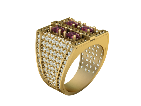FILIGREE DIMOND RING FOR MEN 3D PRINTABLE MODEL Modello di stampa 3D