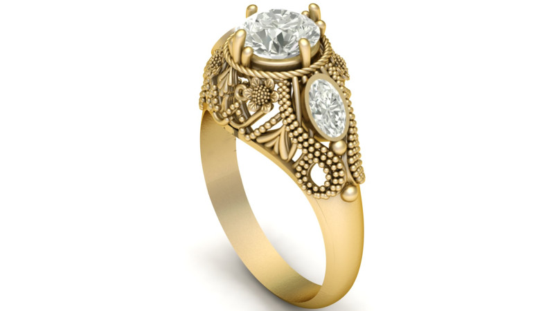FILIGREE ENGAGEMENT RING 3D PRINTABLE MODEL Modello di stampa 3D .c4d .max .obj .3ds .fbx .stl .blend 