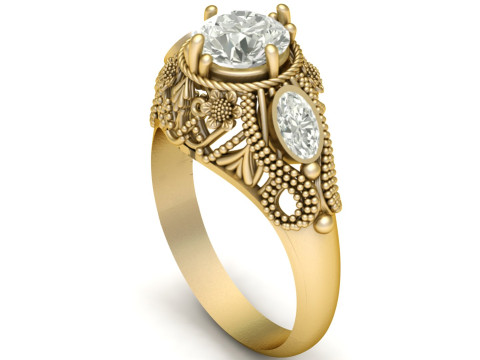 FILIGREE ENGAGEMENT RING 3D PRINTABLE MODEL 3D Print Model