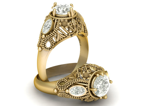 FILIGREE ENGAGEMENT RING 3D PRINTABLE MODEL Modello di stampa 3D