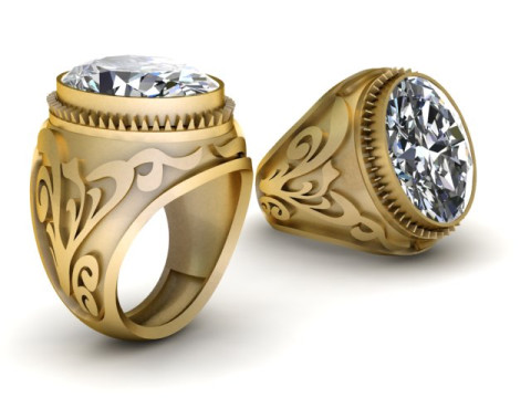 STYLISH DIMOND RING FOR MEN 3D PRINTABLE MODEL Modelo de Impressão 3D