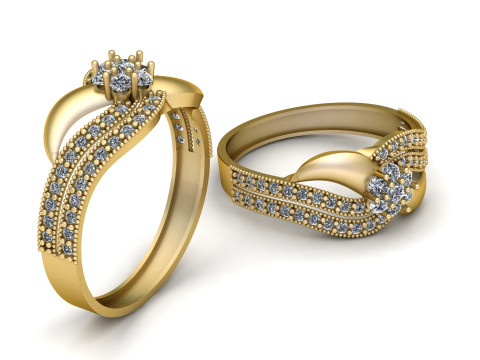 STYLISH ENGAGEMENT DIMOND RING 3D PRINTABLE MODEL 3D Print Model