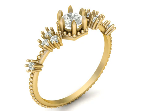 ソリティア ダイヤモンド リング 3D 印刷可能モデル 3Dプリントモデル