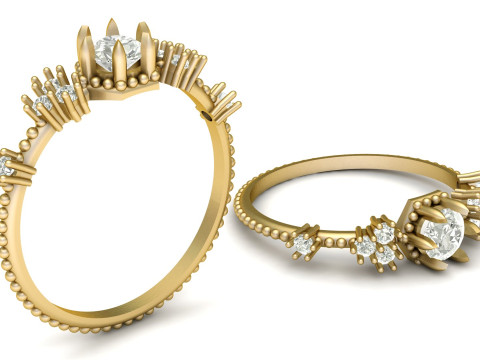 SOLITAIRE DIMOND RING 3D PRINTABLE MODEL Model Cetak 3D