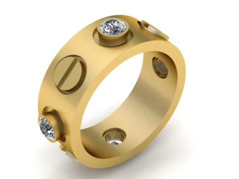 Bague en diamant de mode pour hommes Hip Hop, mod&egrave;le imprimable en 3D Modèles 3D en vedette