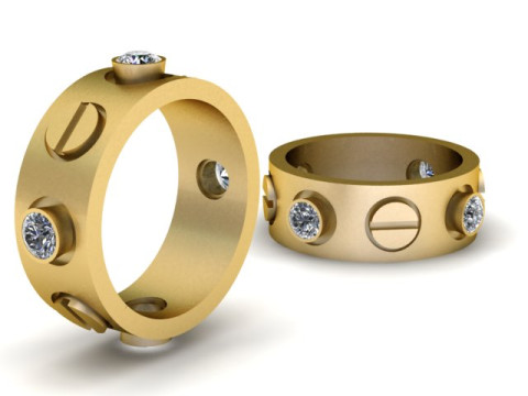 Hip Hop Men Fashion Dimond Ring 3d Printable Model Modèles 3D en vedette