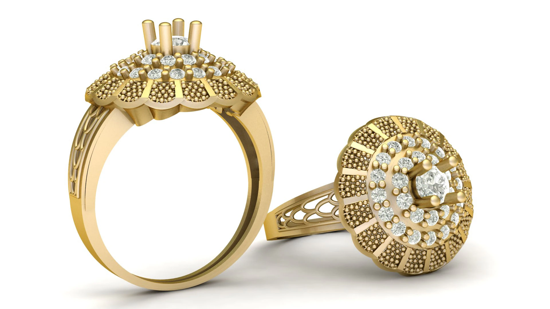 FILIGREE ENGAGEMENT RING 3D PRINTABLE MODEL 3D Print Model .c4d .max .obj .3ds .fbx .stl .blend