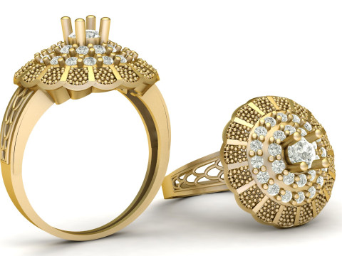 FILIGREE ENGAGEMENT RING 3D PRINTABLE MODEL 3D-Druckmodell