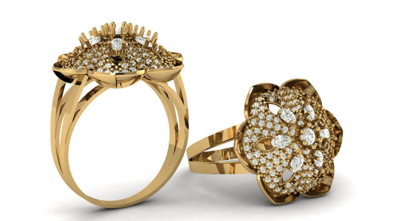 FILIGREE FLOWER DIMOND RING 3D PRINTABLE MODEL 3D प्रिंट मॉडल .c4d .max .obj .3ds .fbx .stl .blend 