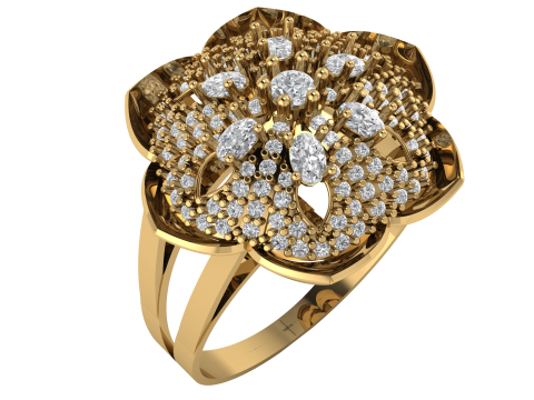 FILIGREE FLOWER DIMOND RING 3D PRINTABLE MODEL 3D प्रिंट मॉडल