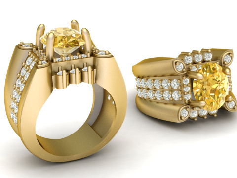 LUXURY ITALIAN MEN RING 3D PRINTABLE MODEL Modèles 3D en vedette