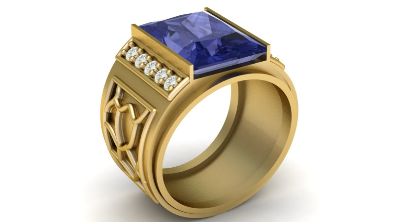 STYLISH DIMOND RING FOR MEN 3D PRINTABLE MODEL 3D Baskı Modeli .c4d .max .obj .3ds .fbx .stl .blend 