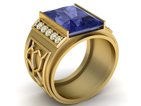 STYLISH DIMOND RING FOR MEN 3D PRINTABLE MODEL 3Dプリントモデル