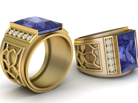 STYLISH DIMOND RING FOR MEN 3D PRINTABLE MODEL 3D Baskı Modeli