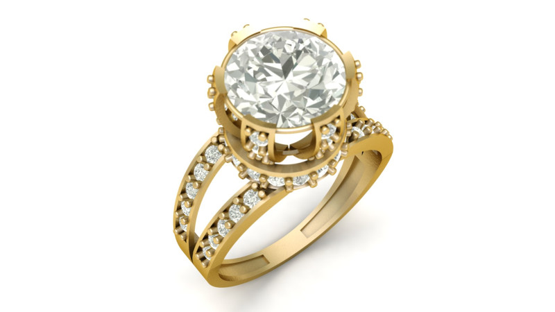 LUXURY SOLITAIRE ENGAGEMENT RING 3D PRINTABLE MODEL 3Dプリントモデル .c4d .max .obj .3ds .fbx .stl .blend 