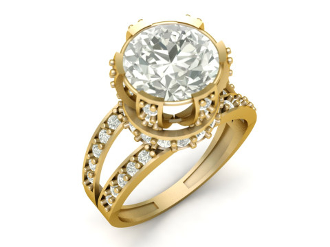 LUXURY SOLITAIRE ENGAGEMENT RING 3D PRINTABLE MODEL Modèles 3D en vedette