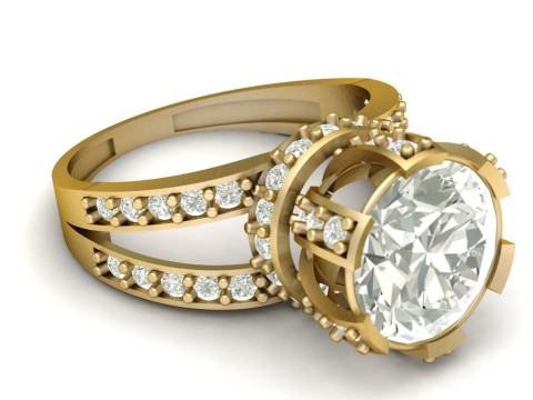 LUXURY SOLITAIRE ENGAGEMENT RING 3D PRINTABLE MODEL 3Dプリントモデル
